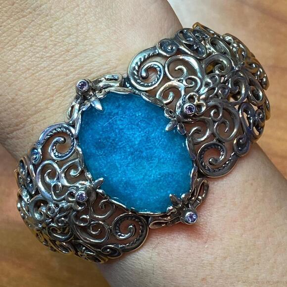 Carolyn Pollack Sterling Tanzanite & Quartz Doublet With 4 Amethyst Bracelet - Picture 1 of 10